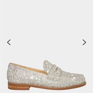 Betsey Johnson Aron Sparkling Silver Loafers